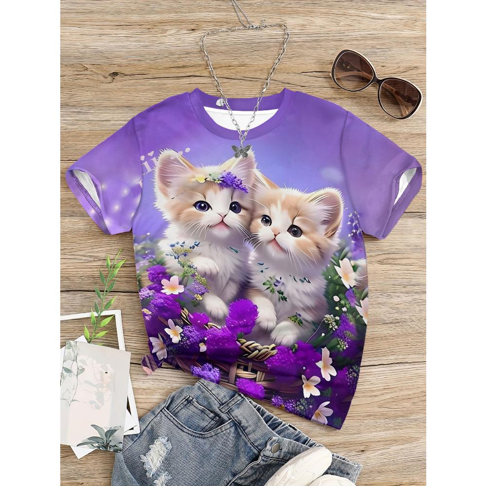 10 Year Old Girl Cute Cartoon Owl Clothes for Girls T-shirts Children T-shirt 2024 Girl Summer Children's Clothing Top Kids Teen
