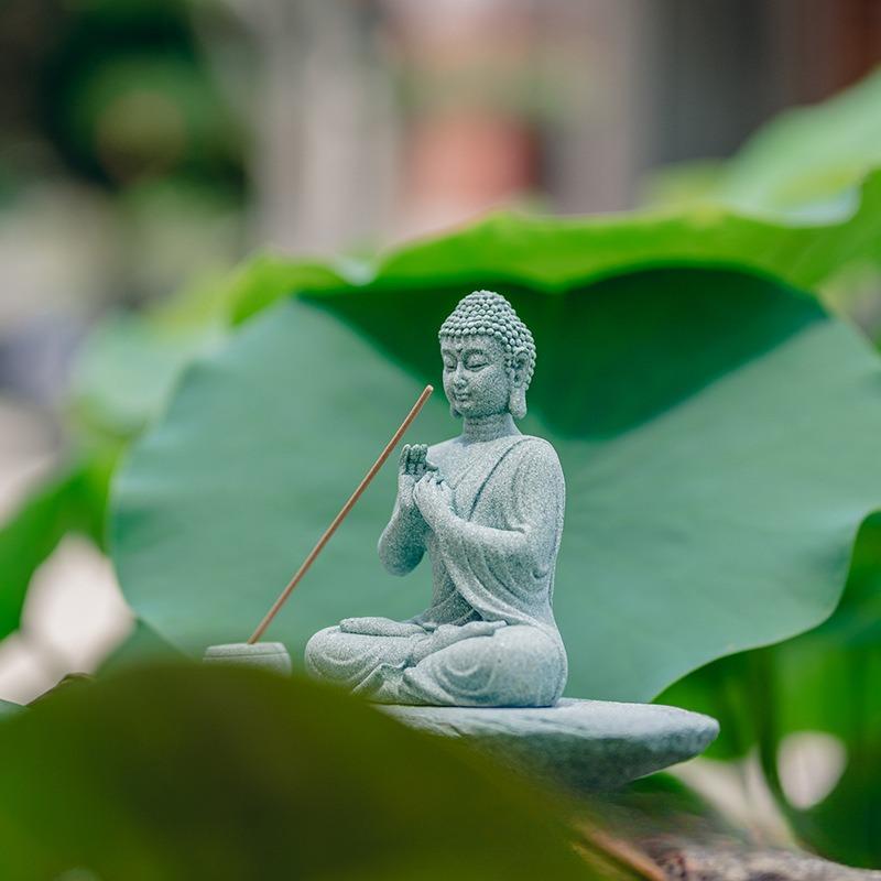 Meditating Buddha Statue Zen Decor Incense Holder Decoration Garden Bonsai Aquarium Fish Tank Home Desk Feng Shui Outdoor Indoor