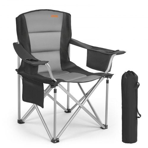 VEVOR Oversized Camping Chairs, 204 Kg Heavy Duty Support, Portable Folding Camp Chairs with Padded Backrest & Armrests