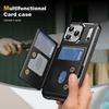 For iPhone 17 Pro Max Case Card Slot Kickstand Leather + TPU Reinforced Corner Phone Cover