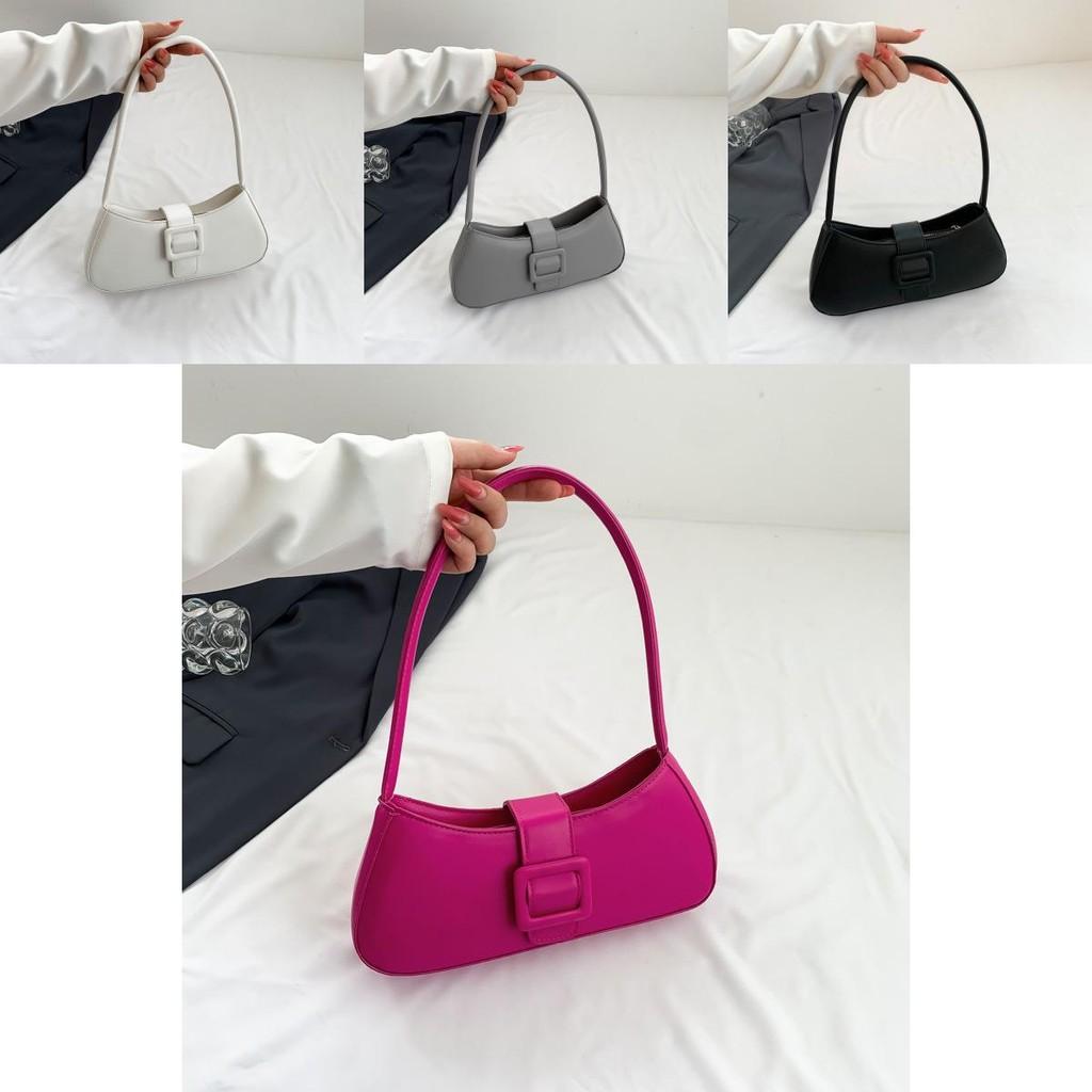 Stylish Minimalist Black And White Pu Baguette Handbag For Daily Use With Unique Features