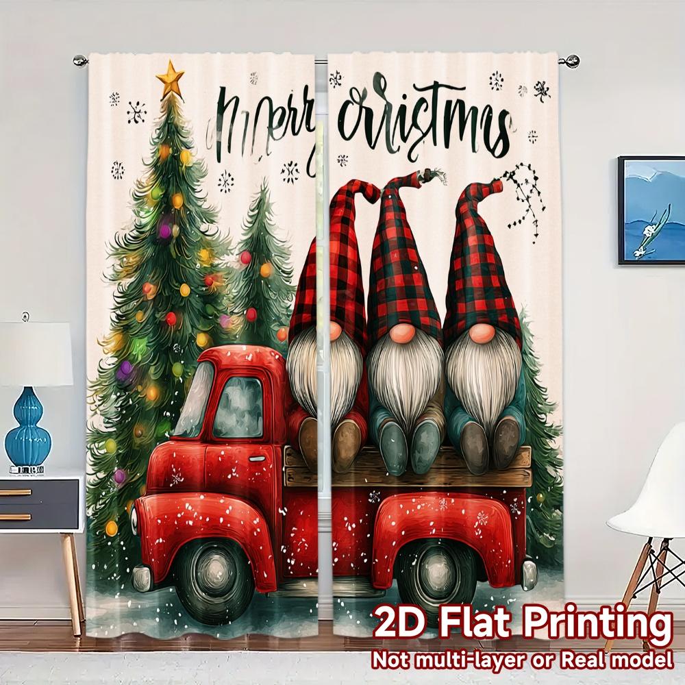 

2D Flat Printing JIT 2pcs Curtains (Without Rod) FestiveGnomes Fashionable Modern Curtains Versatile 100% Polyester Curtains 100*130 Grommet Top 1pcs