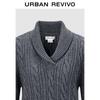 UR 2024 Winter Women's Grey Cable Knit V-Neck Sweater