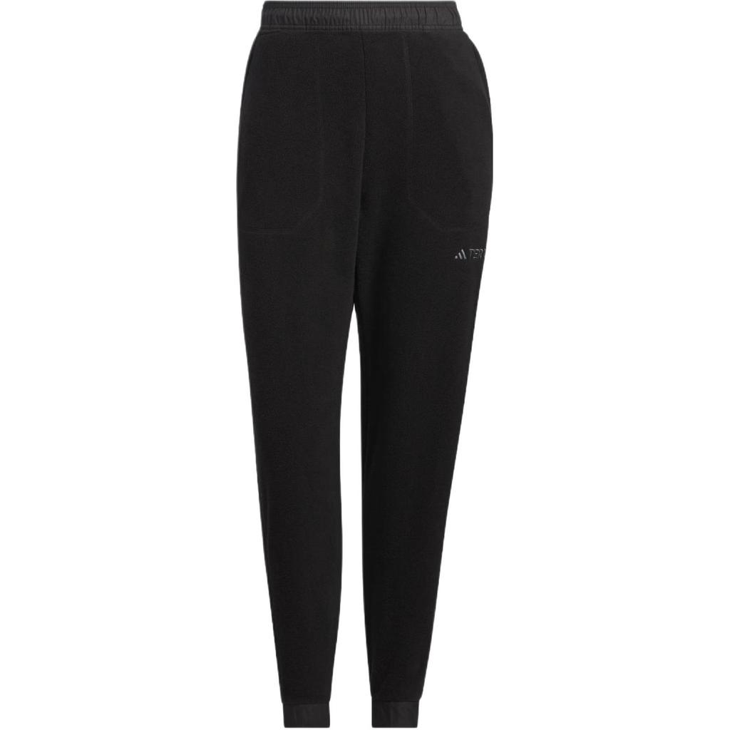 Adidas Fleece Joggers Solid Color Logo Label Outdoor Thickened And Fleece Lined Elastic Cuff Knitted Sweatpants Women's IL9005
