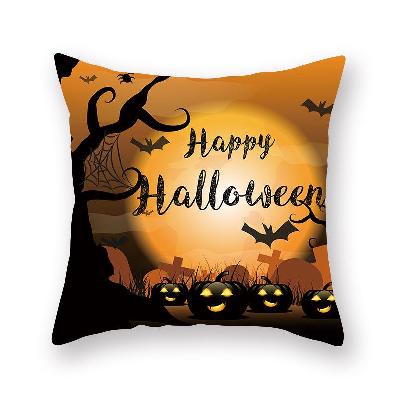 Halloween Pillow Cover Cartoon Pumpkin Head New Peach Skin Cushion Cover Sofa Cushion