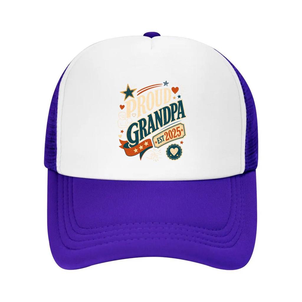 Proud Grandpa Established Celeb Mesh Baseball Cap Casual Hat Outdoor For Womens Unisex FeUnisex