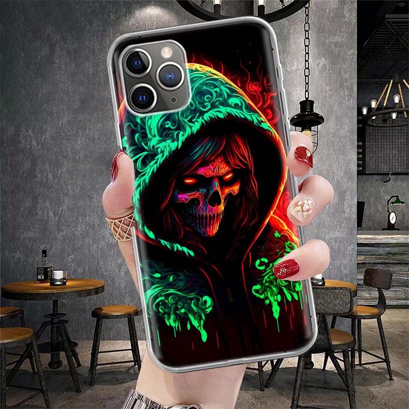 Halloween Moon Witch Horror Soft Phone Case For IPhone 11 17 Air 16E 16 Pro Max 15 + 14 Plus 13 Mini 12 Apple 7 SE 8 Fundas Coqu