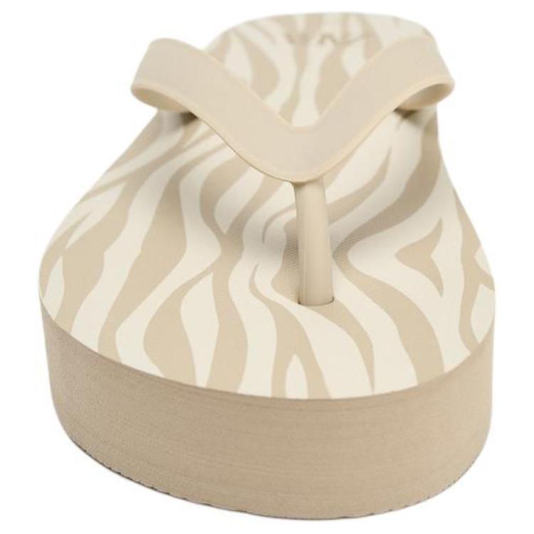 Zara Lightweight Vintage Animal Print Flip Flops Women Footwear Beige 15506510102