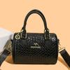 2026 New Fashionable And Popular Soft Leather Boston Bag Versatile Wide Shoulder Strap Single Shoulder Crossbody Bag