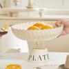 Pedestal Fruit Bowl With Drain Hole, Bow‑Knot Decor Fruit Tray, Kitchen Countertop Snack Storage Plate For Home Decoration