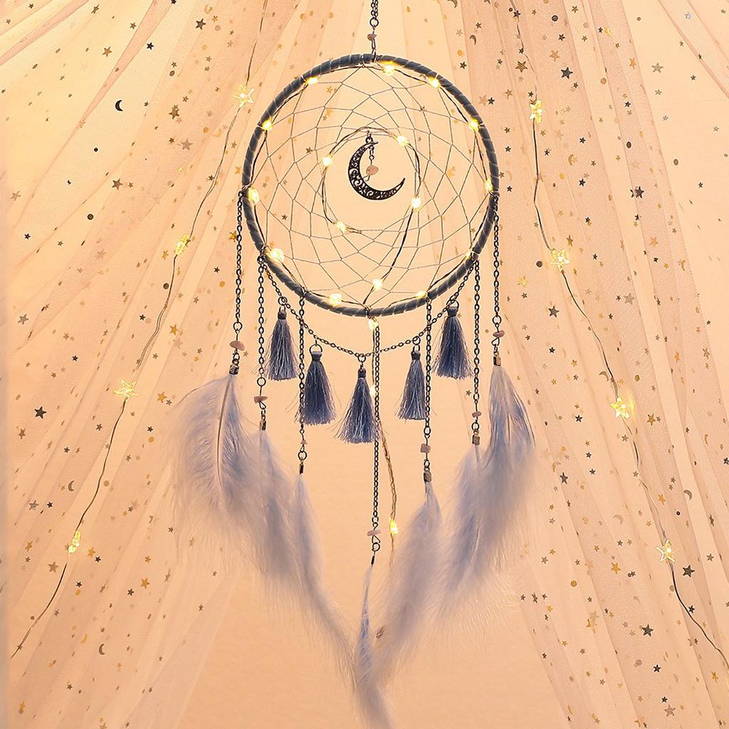 Obří lapač snů Měsíc - Boho větrný zvonkohra do dívčího pokoje, Tkané umění Narozeninový dárek