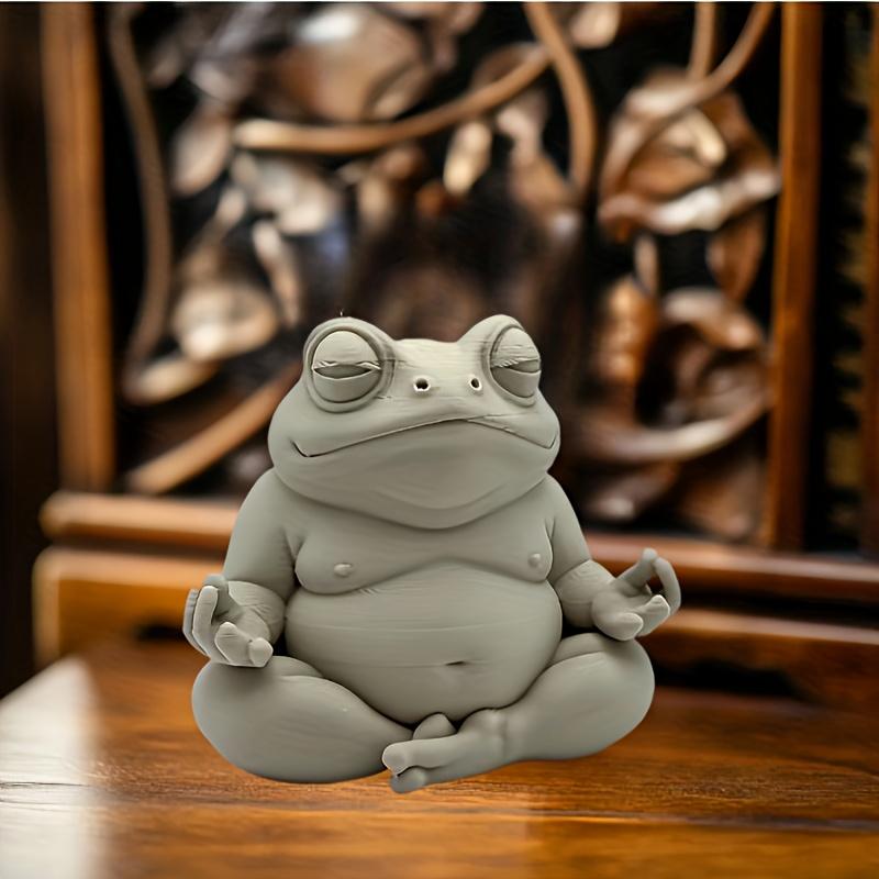 1pc A chubby Zen frog, a meditation frog, a 1D printed decorative item, suitable for home and office,a very good gift home decor