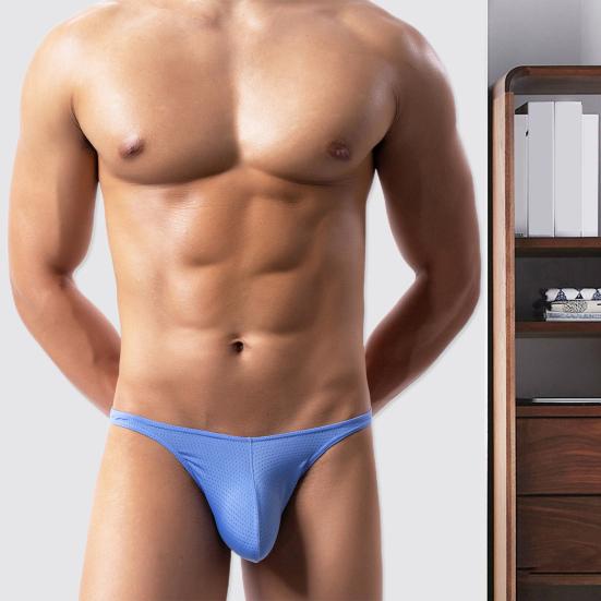 Men Underpants Highly Elastic Breathable Non-Fading Low Waist Friendly To Skin Moisture Wicking Nylon Stretchy Mesh Men Briefs Bikini Underpants