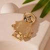 Luxury European & American Drip Oil Diamond Bear Brooch with 'M' Letter - High-End Fashion Corsage for Women