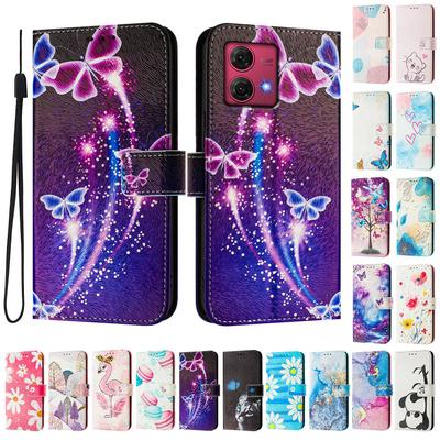 Capa tipo carteira em couro pintado Fireworks Butterfly, estilo livro, para Motorola Moto G60, G40 Fusion, G10, G20, G30, G Play, G Power, Edge 50 NEO...
