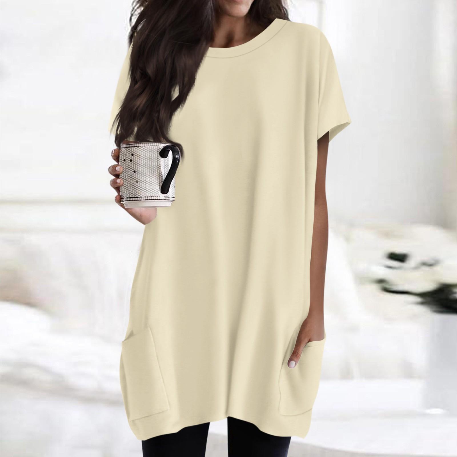 

Женская футболка с круглым вырезом, короткими рукавами и карманным принтом, топы стандартной посадки L бежевый