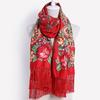 Vintage İşlemeli Polyester Eşarp - Dışarı Çıkmak İçin Nefes Alabilen Dekoratif Şal, Narin İşleme İşçiliğiyle Rüzgar Geçirmez