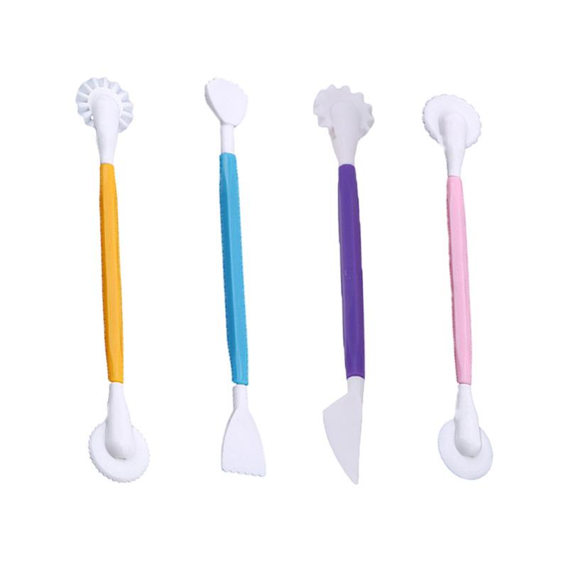 4pcs DIY Plastic Baking Craft Tool Sugar Craft Fondant Cake Pastry Carving Cutter Kitchen Decorating Flower Clay Tool