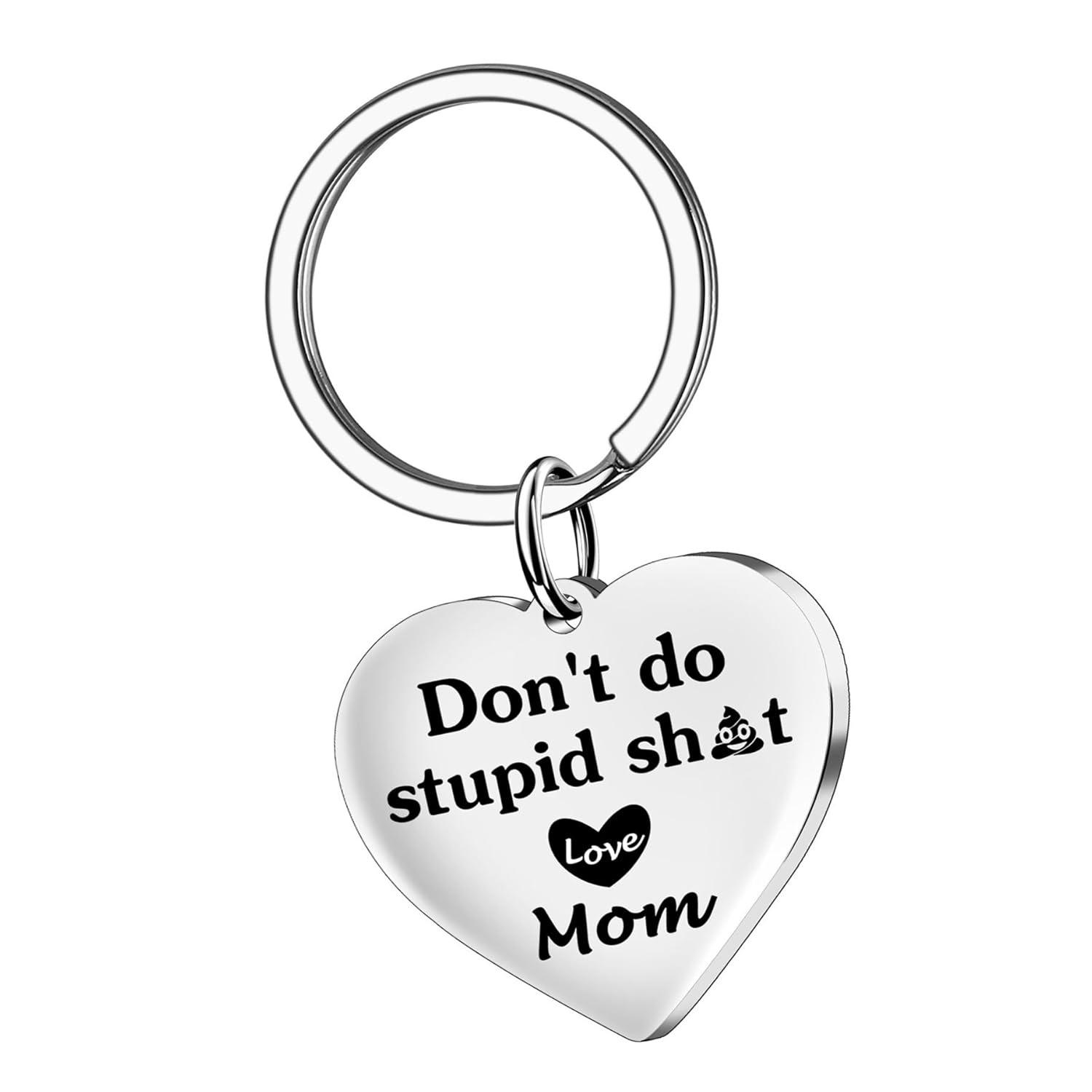 Engraved Stainless Steel Keychain: Mother s & Father s Day Gift Pendant