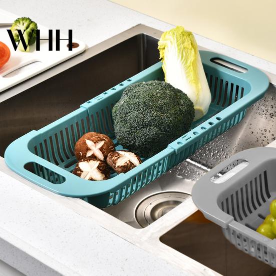 Kitchen Utensil Drainer Retractable Drain Basket Over-the-sink Multifunction Food Grade Extendable Fruit Vegetable Durable Sink Washing Colander