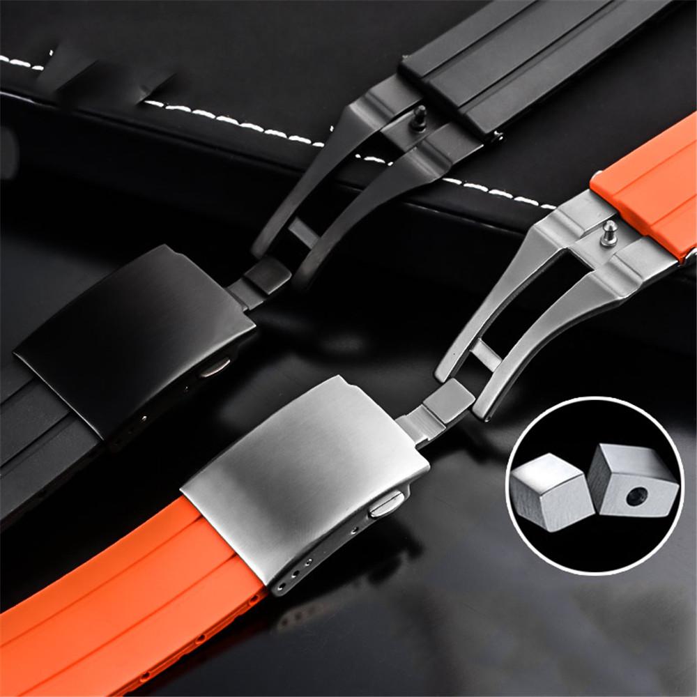 22mm Premium-Grade Rubber Watch Strap Curved End Men Folding Wrist Band Bracelet for MIDO Tissot Seastar T120.407 Watchband