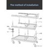 Hotel Restaurant Trolley Dish Cart Push Cart Three Tier Serving Utility Commercial Catering Vehicle Service Trolley Kitchen Cart