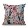 Oil Painting Flower Tree Blossom Pink Floral Cottton Linen Sofa Throw Pillow Case Home Decorative Cushion Cover