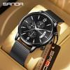 Sanda Retro Men's Waterproof Quartz Wristwatch with Small Seconds and Calendar - Fashionable Steel Band.