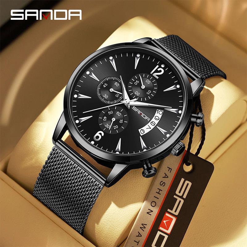 Sanda Men s Dual Strap Waterproof Quartz Watch with Calendar