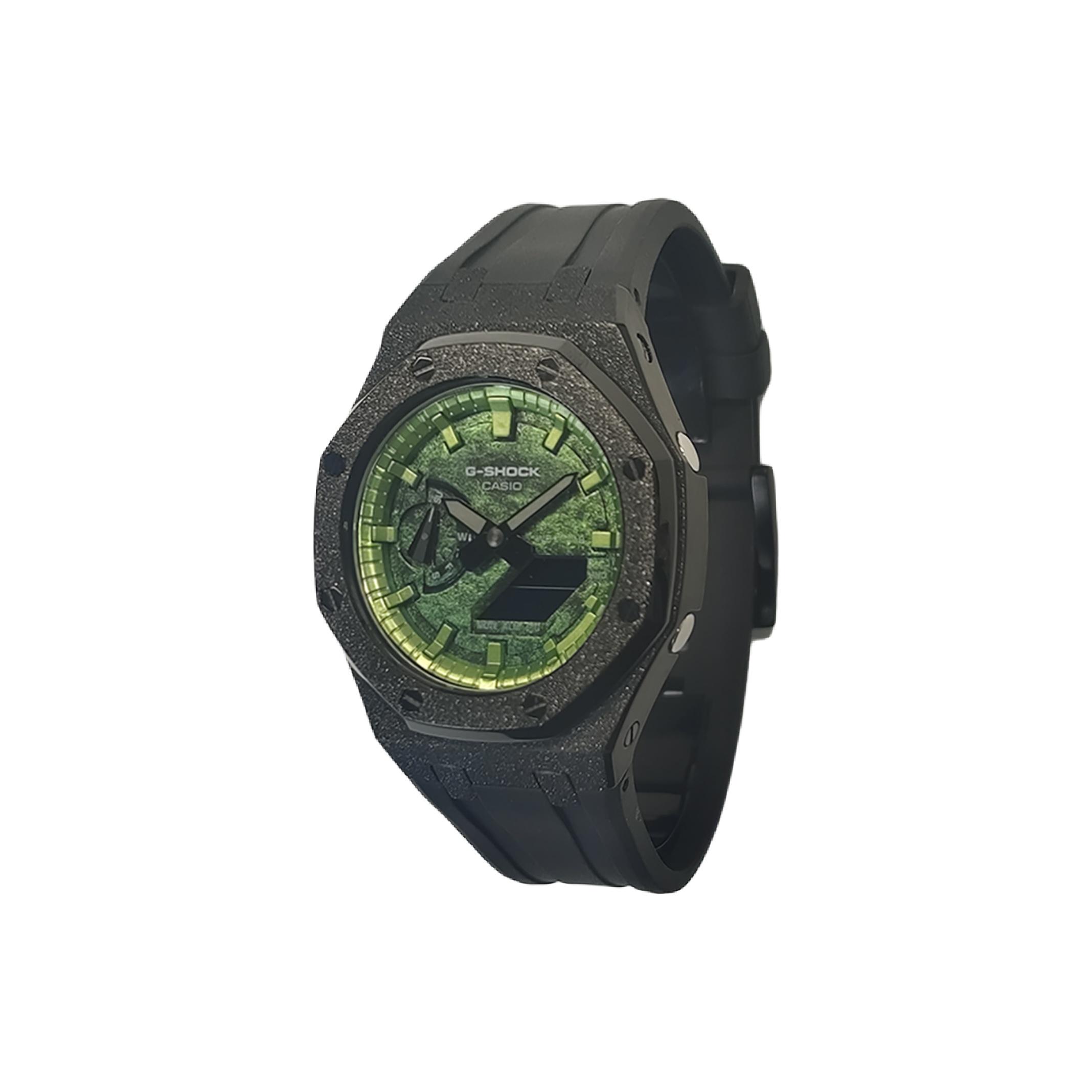 

CASIO Men Liquid Crystal,Analog Dual Display Series 44mm Green Watch GA-2100-1A1(Watch3--) Regular Watch Box