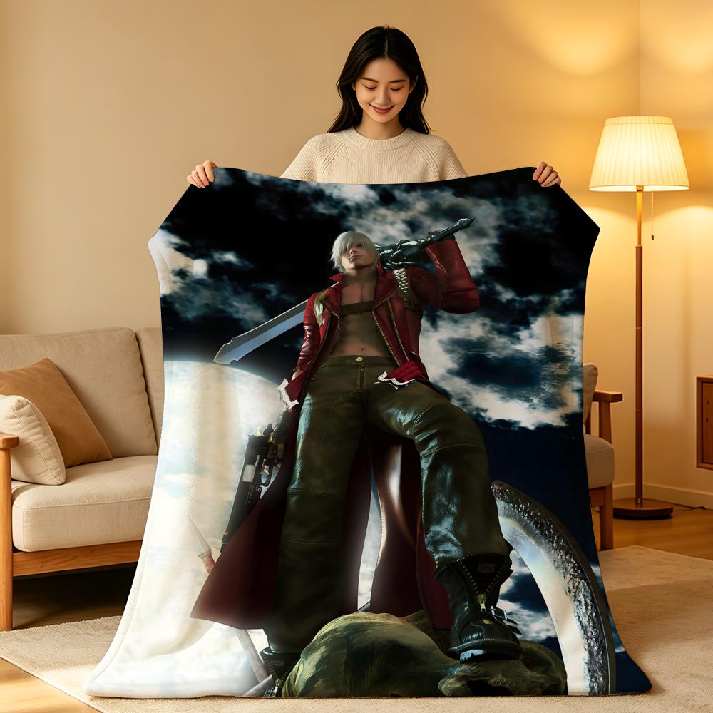 Game D-Devil M-May C-Cry Throw High-Density Short Plush Blanket Soft Skin-Friendly for Sofa Nap Air-Conditioned Room
