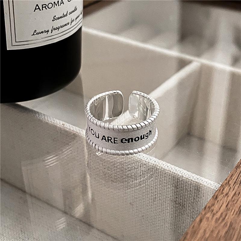 Korean Style S925 Sterling Silver Letter Ring - Trendy Retro INS Blogger Favorite