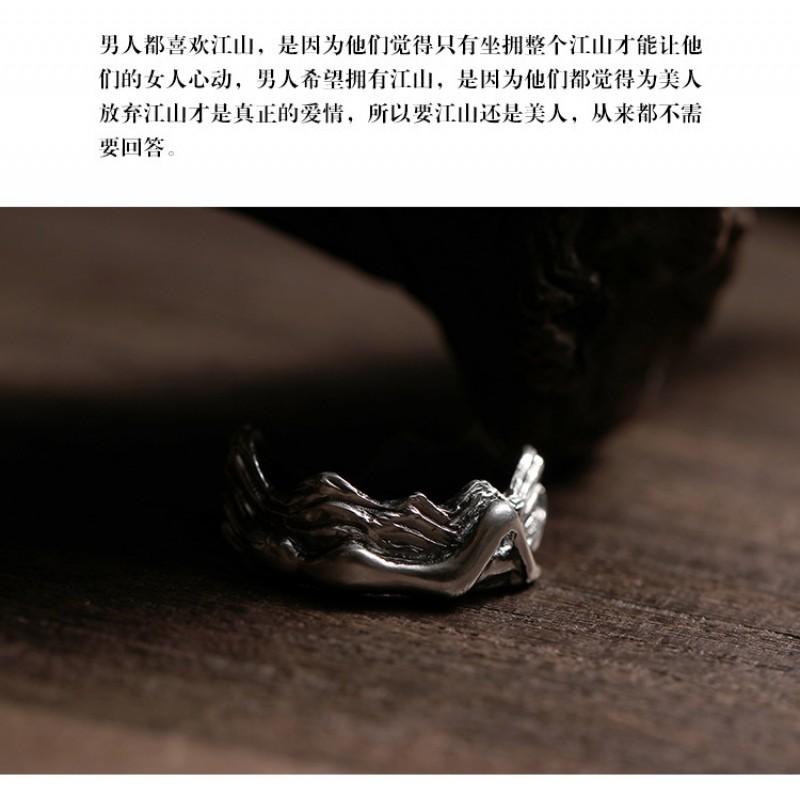 Adjustable Open Ring Couples Vintage Geometric Design Plated Romantic Matching Rings Men Women
