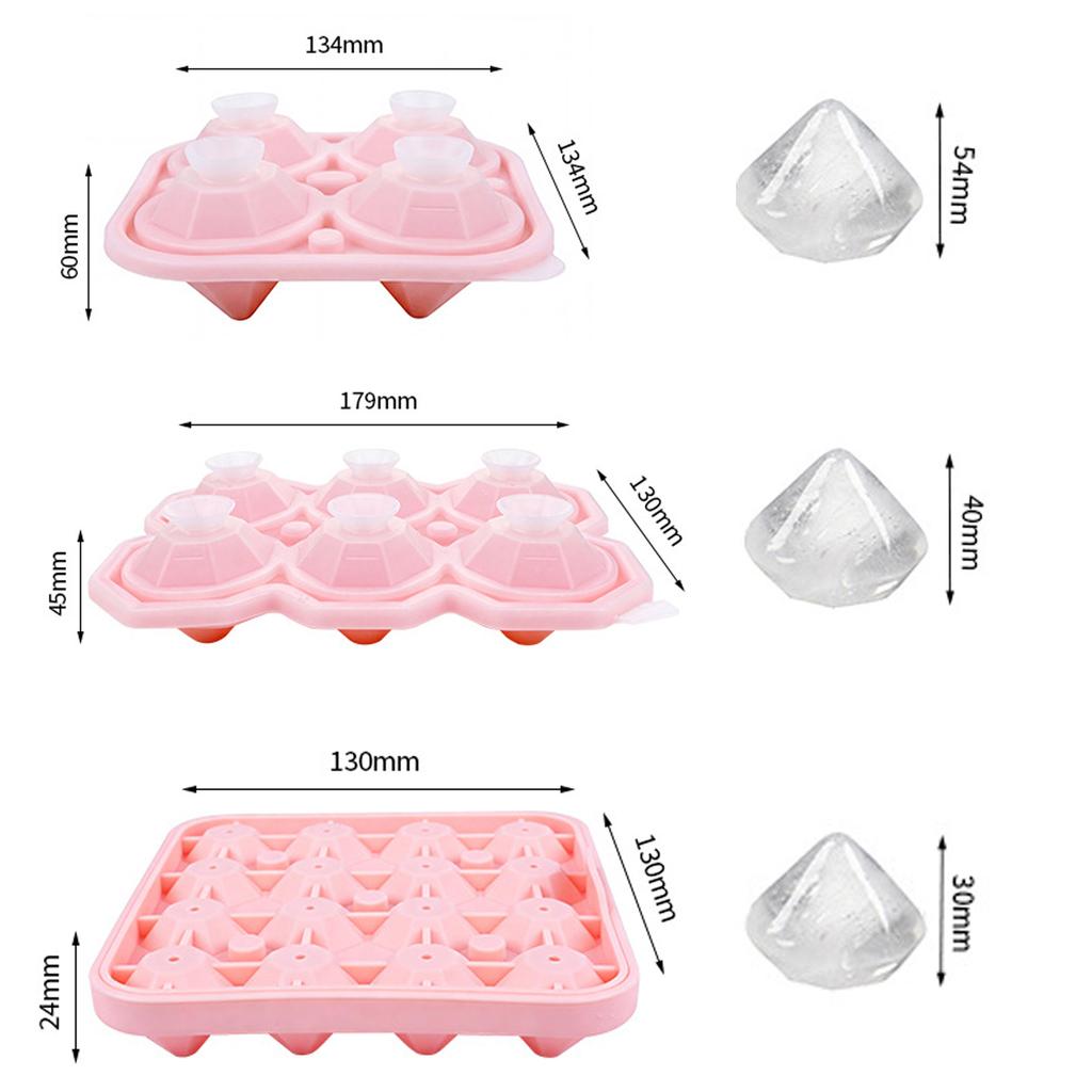 Tiny Diamond Ice Molds , Small Diamond-Shaped Silicone Ice Cube Trays 16 Cubes Per Tray, Easy Release, BPA-Free and Stackable