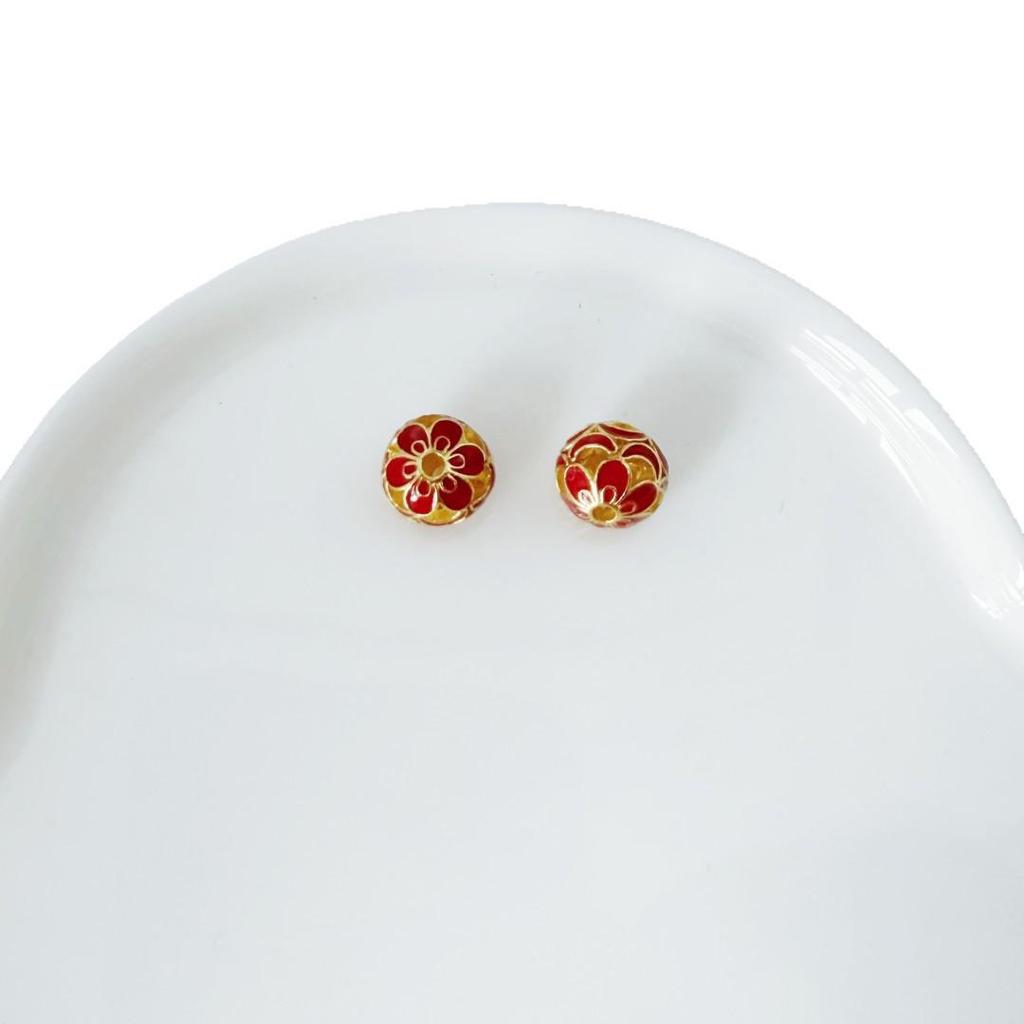 Cloisonné Enamel Beads - Round Blue, National Style DIY Accessories