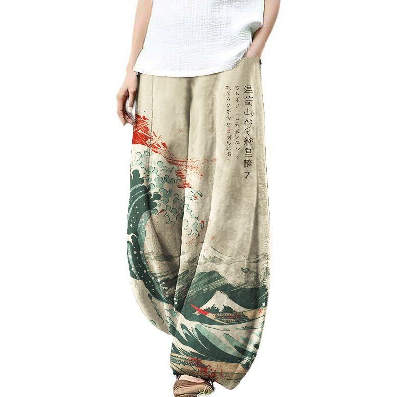 Womens 3D Print Street Style Loose Fit Harem Pants Casual Fashion Trousers