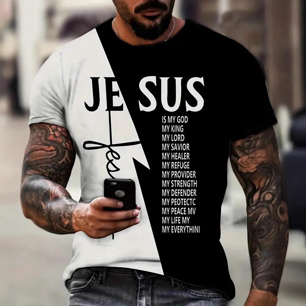 BlackMay Heren T-shirt met print, Artistieke zomer top met korte mouwen, Stijlvol en trendy L