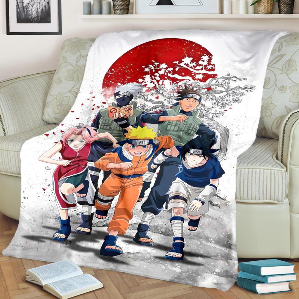 Anime-Naruto Print Blanket Warm Comfortable Flannel Blanket for Bedrooms, Sofas, Beds, Chairs, Picnics, Travel -LXR62