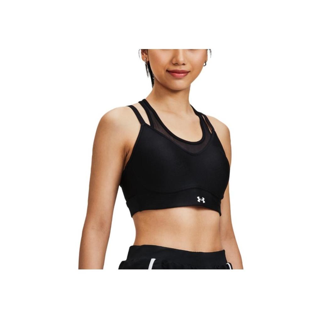 Under Armour Infinity Solid Back Cross Mesh Low Impact Sports Bra Women Underwear Black 1376886-001