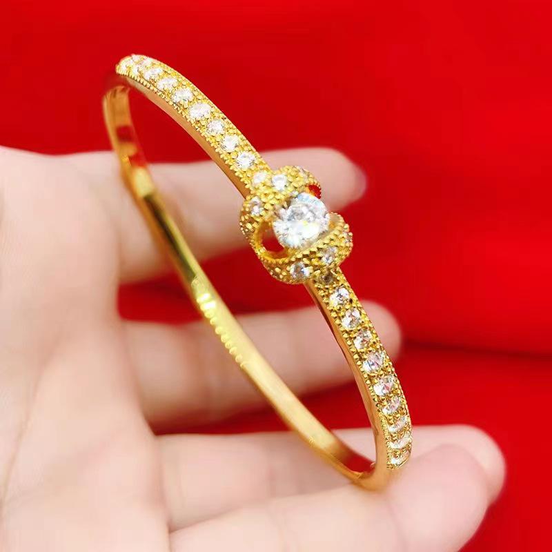 Vietnam Gold-Plated Irregular Copper Bangle Bracelet for Women