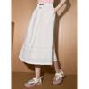 Coolhut2025 Summer Layered Elastic Waist Mid-Length Solid Color A-Line White Skirt Loose Casual