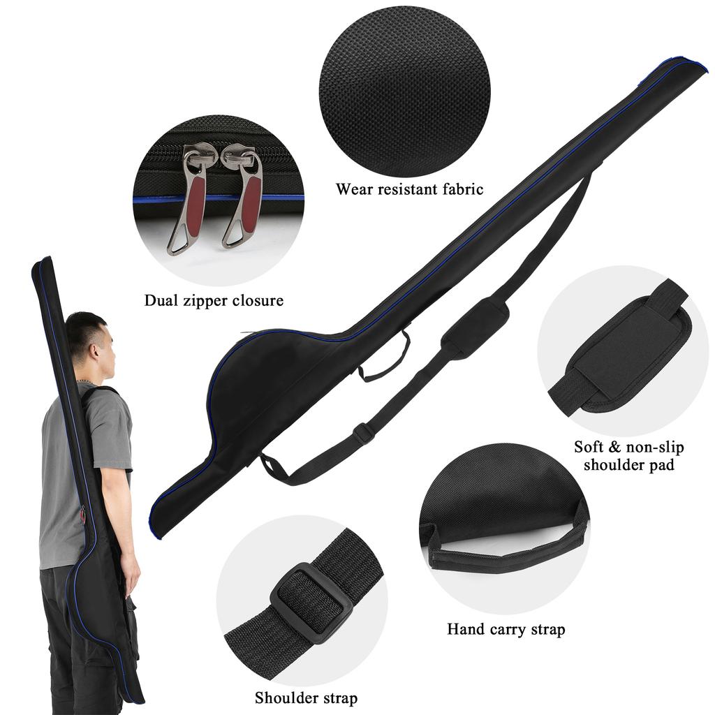 63 Inch Fishing Pole Bag Portable Fishing Rod Case Folding Fishing Pole Holder Fishing Tackle Organizer Bag