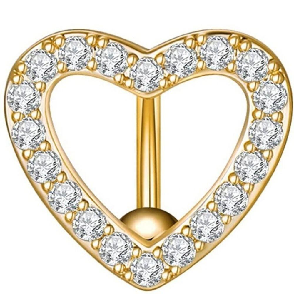 Funkelnder Herz-Bauchnabelring Strass-Bauchnabelring Neuer Bauchnabel-Barbell Schmuck Täglich