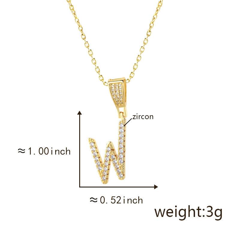 Gold Plated Crystal Initial Letter Necklace Personalized Dainty Name Pendant Jewelry