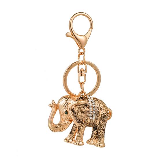 Подвеска 3D Мультяшный Слон со Стразами Брелок с Застежкой-Лобстером