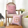 Różowe kwiaty retro Poszewka na poduszkę Naturalny len Organiczna tkanina Dwustronny nadruk Sofa Wystrój domu Poduszka dekoracyjna Poszewka