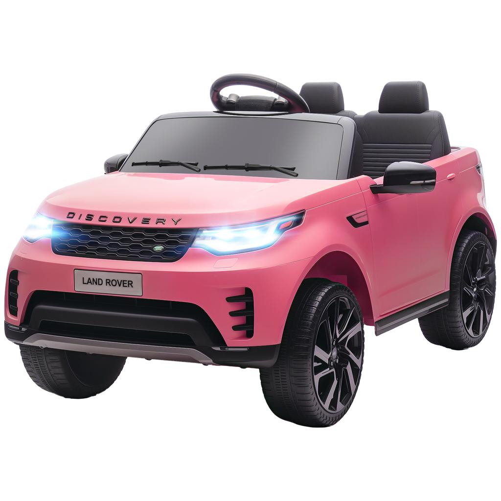 Land Rover Discovery Licensed 12V Kids Electric Car with Remote, 4 Wheel Suspension, Slow Start, Lights, Music, Pink