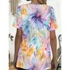 Women'S Summer Watercolor Hundred Flowers Pocket Round Neck Short Sleeve T-Shirt Sports Casual Top