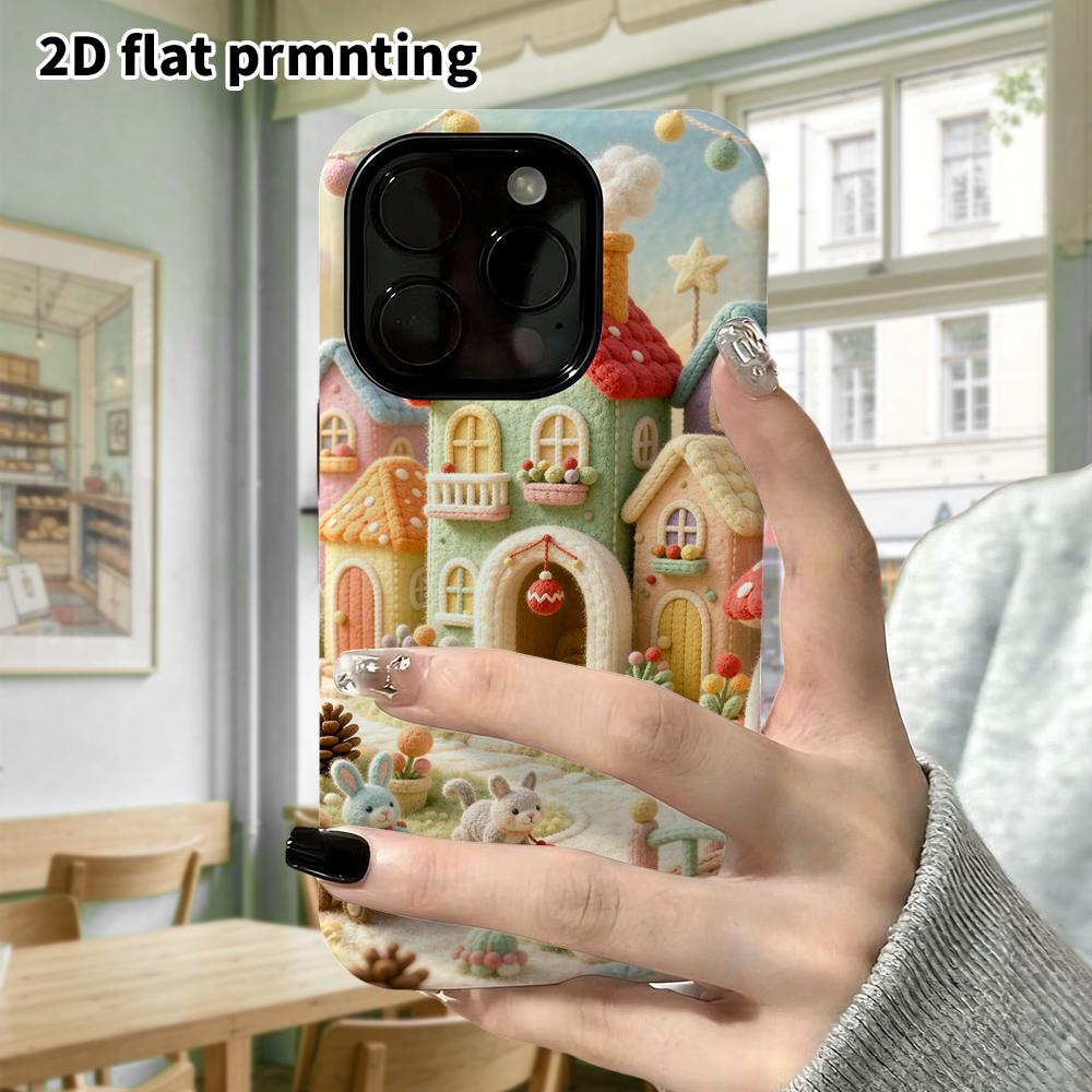 Phone Case: 2D Flat, Suitable for iPhone 18, 17, 16, 15, 14, 13, 12Pro Protective Case, Fairy Tale Town, Perfect Christmas and Halloween Holiday Gift