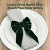 Festive Dining Table Accessories 6Pcs Velvet Bow Napkin Rings, Christmas Fabric Holders, Red Holiday Home Accents Green Rings for Dinner